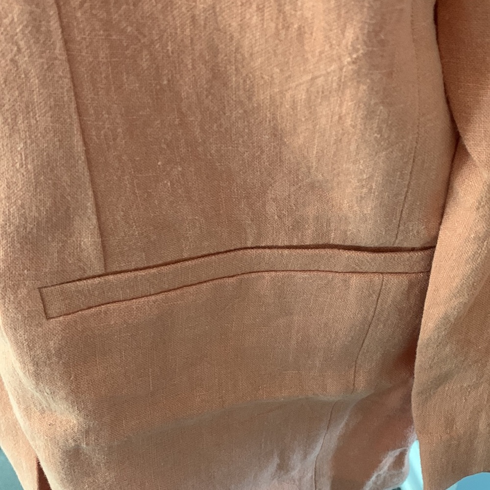 NWT H&M Premium Collection Coral/Orange Linen Blazer - Picture 7 of 13